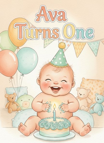 An example Inkling first birthday book cover